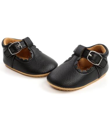 Baby Girls Mary Jane First Walking Shoes | Anti-Slip Princess Shoes 12-18 Months | PU Leather (Black) - Buy Online on GoSupps.com