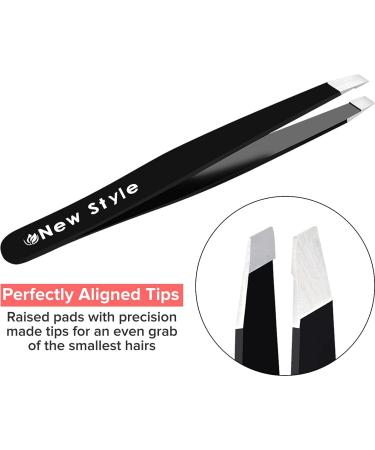 Professional Slant Tweezers 3-Pack for Eyebrows & Facial Hair - Stainless Steel Precision Pluckers in Separate Sleeves - Buy Online on GoSupps.com