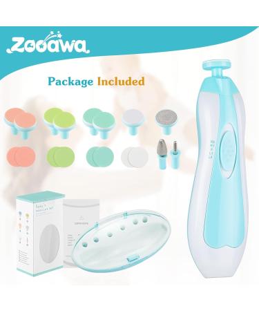 Zooawa Baby Nail Clipper 20 in 1 Electric Trimmer Kit for Newborns, Infants, Toddlers and Adults - Nail File with 12 Replacement Pads - Blue - Buy Online on GoSupps.com