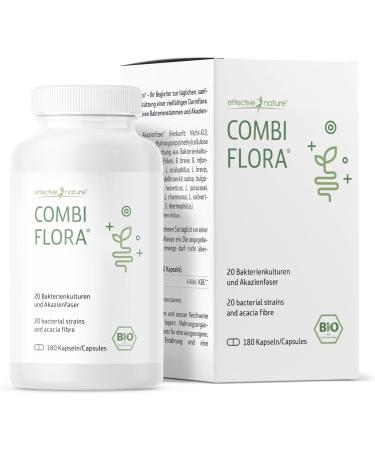 Effective Nature Combi Flora Capsules - 180 Vegan Probiotic Supplements with 20 Bacterial Strains for Daily Nutrition - Buy Online on GoSupps.com