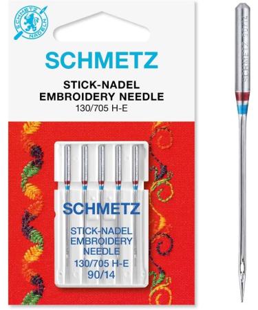 25 Schmetz Embroidery Sewing Machine Needles 130/705H H-E Size 90/14 - Pack of 25 Needles - Buy Online on GoSupps.com