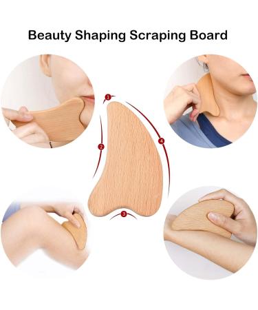 4-Piece Gua Sha Set & Wood Massage Roller for Pain Relief & Relaxation | Perfect for Neck Legs Eyes & Back - Buy Online on GoSupps.com