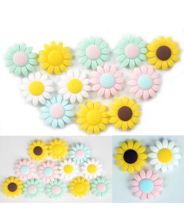 Arakierst 12pcs Silicone Sun Flower Pearl Bead Silicone Flower Shape Beads for DIY Beading Mom Nursing Necklace Accessories