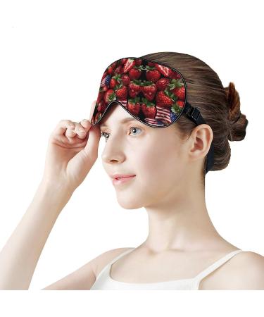 Funny U.S. Flag Strawberries Eye Mask - Soft Adjustable Blindfold for Sleep & Travel - Buy Online on GoSupps.com