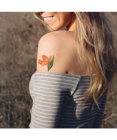 Oottati Waterproof Temporary Tattoo Stickers - 9 Sheets | Tulip, Sunflower, Rose, Nasturtium, Chrysanthemum Designs - Buy Online on GoSupps.com