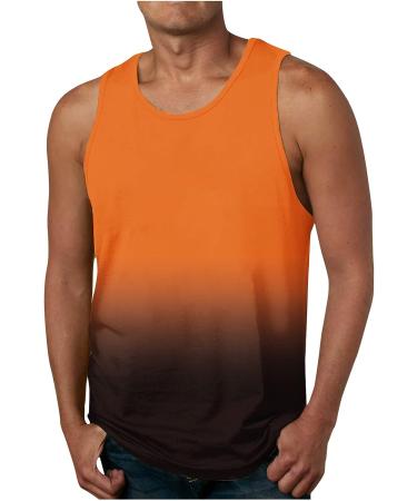 LADIGASU Men's Beach Gradient Tank Top | Stretch Sleeveless T-Shirt | Relaxed Fit Orange 6X-Large - Buy Online on GoSupps.com