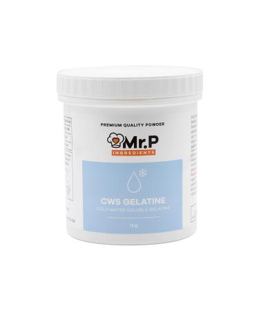 Mr.P Ingredients CWS Gelatine Cold Water Soluble 1Kg 200 Bloom Powder Stabiliser Gelling Aerating Agent Gluten Free Instant Halal Kosher Non-GMO (Recyclable Pot) Cold Water Soluble Gelatine 1 kg (Pack of 1)
