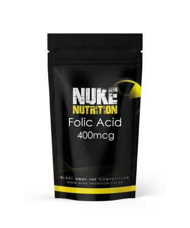 Nuke Nutrition Folic Acid Tablets 400mcg - 365 Tablets - Pre Pregnancy Vitamins for Women - Reduce Tiredness - Folic Acid Supplement - Folate Supplements for Men & Women 365 count (Pack of 1)