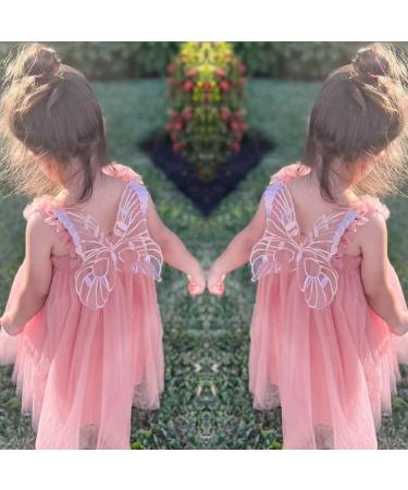 PythJooh Baby Girl Tulle Princess Dress - 3-4 Years Butterfly Wings Dusty Pink - Buy Online on GoSupps.com