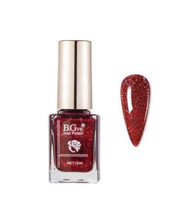 Glitter Red Nail Polish - 12 ml Red Glitter Nail Polish Quick Drying - Bright & Durable without UV Nail Polish - Shiny Shimmer Manicure (13 Shimmer Red) 11