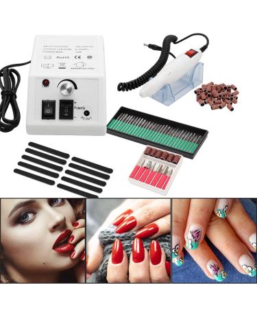 Ikodm nail miller professional electrical nail file milling milling manicure pedicure set adjustable speed for acrylic nails gel nails callus removal white 20 000 rpm 12W white+kits