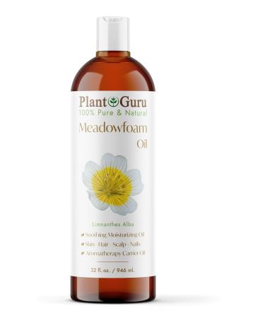 Meadowfoam Oil 32 fl. oz. Cold Pressed 100% Pure Natural Carrier Skin Face Body and Hair Moisturizer. Ideal for DIY Creams Lotions and Lip Balms