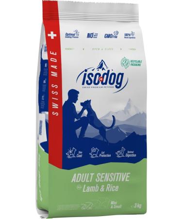 Iso dog - Premium Croquettes for Adult Dogs of Dwarf Breeds and Small Breeds - Gluten-free - Optimal digestion - Rich in Lamb - 3kg - GMO-free - 100% Natural raw materials