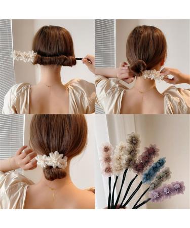 xbiez Stylish Hair Curler Bow Barrettes Elegant Styling Accessories Hairpin Hair Braiding Braider Hairgrip Styling Tools Rows of flowers - Buy Online on GoSupps.com