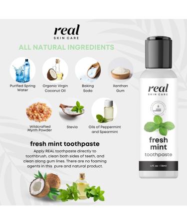 Real Skin Care Coconut Toothpaste | Handmade in The USA | Fresh Mint | All Natural Organic Fluoride Free for Healthy Smiles | Flavored for Adults & Kids With Essential Oils - Buy Online on GoSupps.com