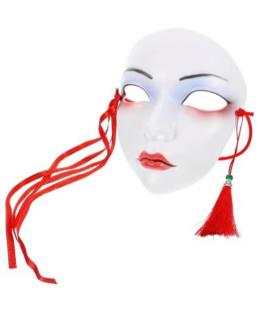 Alipis Japanese Kabuki Mask Kitsune Full Face Mask Masquerade Mask For Mardi Gras Carnival Cosplay Party Kimono Costume Accessories