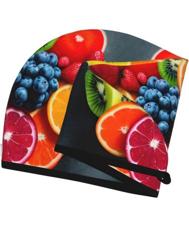 Fruit Rainbow Coral Velvet Dry Hair Cap Ideal for Travel Pool Parties and Home Use - Buy Online on GoSupps.com