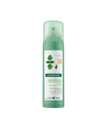 Klorane - Dry Shampoo with Nettle for Oily Hair Tinted - Natural Tint for Brunettes Absorbs Oil Production - 150ml