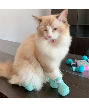 4 Pieces Silicone Anti-Scratch Cat Shoes | Anti-Off Nail Gloves & Cat Boots - Green Claw Covers - Buy Online on GoSupps.com