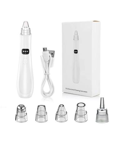 Blackhead Extractor Blackhead Remover Skin Tag Removal Kit with 5 Probes Pore Extractor Portable Pimple Extractor Rechargeable USB Port 3 Speeds Control for Women and Men White