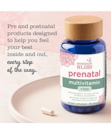 Mommy's Bliss Prenatal Multivitamin with Iron, Folic Acid & Probiotics | Vegan & Gluten Free | Supports Baby Development & Mom's Immunity | 45 Servings - Buy Online on GoSupps.com