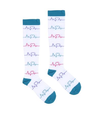 1 pair of outdoor sports compression socks run riding mountaineering calves (l/xl) 2 colors for couples gift for friend and girlfriend white wave line