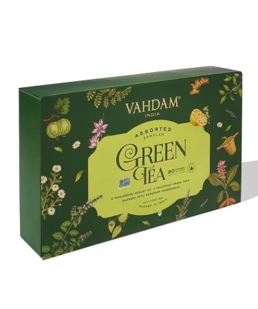VAHDAM Green Tea Sampler Gifts Set (4 Flavors 20 Tea Bags Each) Christmas Tea Gift Set - Gluten Free Non GMO | Christmas Gifts 2023 Ideas | Christmas Gifts for Women Men and Adults Green Tea Sampler (20 x 4 Variants)