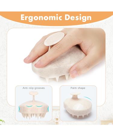 FREATECCH CHARD Massage Brush Silicone Shampoo Brush for Hair Washing Head Massage & Dandruff Removal Beige Wheat Straw Handle for Hair Growth - Buy Online on GoSupps.com
