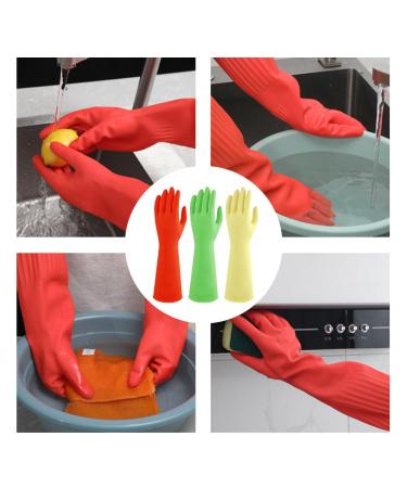 AOOPOO 3 Pairs Latex Household Gloves - 38cm Long Rubber Cleaning Gloves for Kitchen Bathroom Dishwashing Laundry & Car - Waterproof & Reusable - Buy Online on GoSupps.com