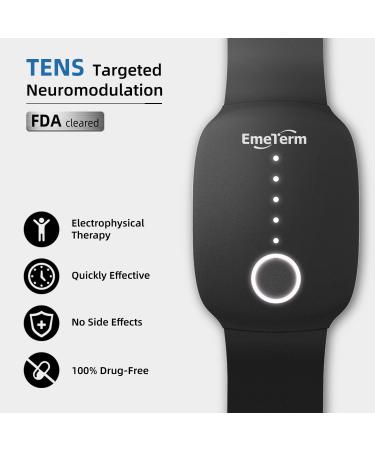EmeTerm Fashion Electrode Stimulator for Nausea Relief - Rechargeable, Drug-Free Wrist Bands in Black - Buy Online on GoSupps.com