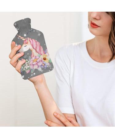 Unicorn Floral Hot Water Bottle with Plush Cover - Cozy Hand Warmer for Adults & Kids | 26.5x15.3cm International Shipping Available - Buy Online on GoSupps.com