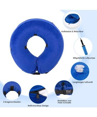 NASJAC Inflatable Hinge Dog & Cat Collar | Adjustable Soft Comfort & Leak Protection | XL Blue | Wound Care After Surgery - Buy Online on GoSupps.com