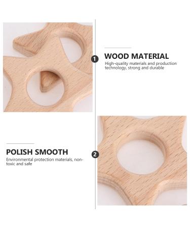 ABOOFAN 5pcs Wooden Star Teething Rings for Babies - Khaki | Baby Chew Toy with Silicone Teether | 5.5x5.5cm - Buy Online on GoSupps.com
