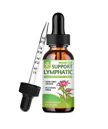 Lymphatic Drainage Support Drops, Lymphatic Cleanse Supplement for Immune Support, Natural Herbal Blend with Echinacea & Elderberry, Lymph Detox Supplement, Vegan, Non-GMO - 2 Fl.Oz