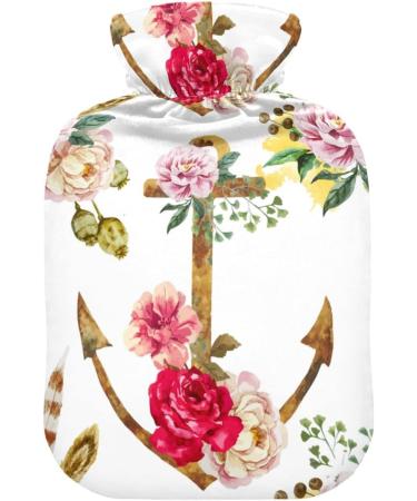 NAANLE 2L Hot Water Bottle - Watercolor Ethnic Flower Anchor for Pain Relief & Warmth | Large Transparent Design for Bed Hands & Feet | Heat & Cold Therapy - Buy Online on GoSupps.com