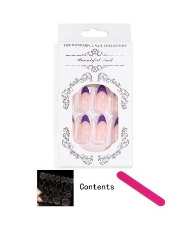 Sethexy Abstract Almond Shape False Nails - 24 PCS Purple Swirl Press-On Acrylic Nails for Women & Girls - Buy Online on GoSupps.com