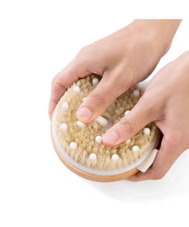Ithyes Body Brush - Gentle Exfoliating Bath Brush for Smooth Skin, 100% Nature Boar Bristles, Bamboo Wood, Improve Blood Circulation, Wet & Dry, with Canvas Bag - Buy Online on GoSupps.com