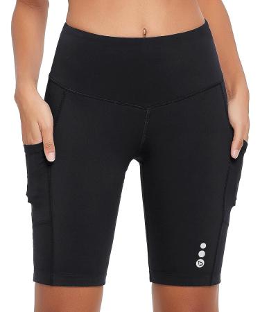 BALEAF Women's 9 High Waisted Biker Shorts with Side Pockets, UPF50+ - Black - Buy Online on GoSupps.com