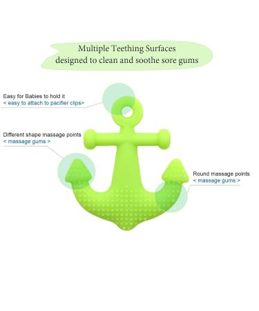 Yummy Baby Silicone Bite Ring & Training Toothbrush | FDA Approved BPA Free | Soft Pacifier Teething Toy - Green Anchor - Buy Online on GoSupps.com