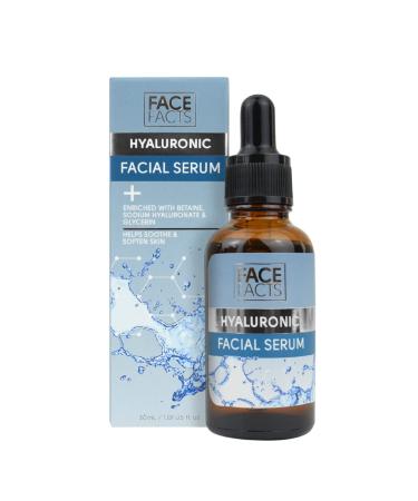 Face Facts Hyaluronic Facial Serum | Sodium Hyaluronate + Glycerin + Betaine | Smooth + Plump + Hydrate | 30ml