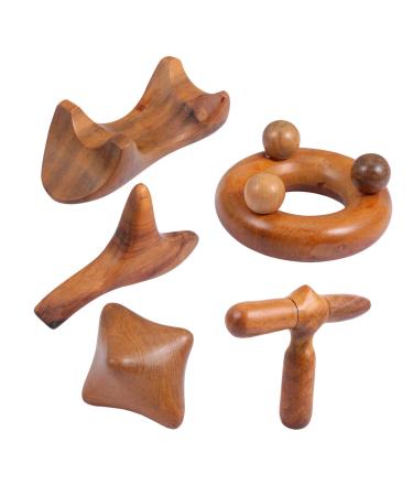 Tovinanna 5st massage device sandalwood triangular pillow triangle full body massager scraps from wooden foot massager neck massage device scratching massage tools guasha board made of wood spa