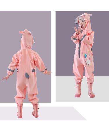 Fewlby Kids Puddle Suit Muddy Suit Waterproof Overalls Hooded Raincoat - Light Pink, M Size 3-4 Years - Buy Online on GoSupps.com