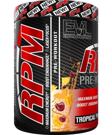 Evlution Nutrition RPM Pre Workout Powder Tropical Punch Preworkout for Energy Focus & Performance with Beta-Alanine Caffeine Betaine & L-Tyrosine 45 Servings - Buy Online on GoSupps.com