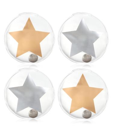 COM -FOUR 4x pocket warmer reusable - hand warmer with star motif - heat pad for cold days and for on the go - heating cushion (04 pieces - large star transparent)