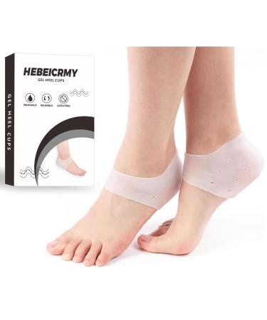 Silicone Heel Covers Heel Cups Plantar Fasciitis Heel Pads Cracked Heels & Achilles Tendinitis for Men and Women (1 Pair Blue and 1 Pair White) White+Blue