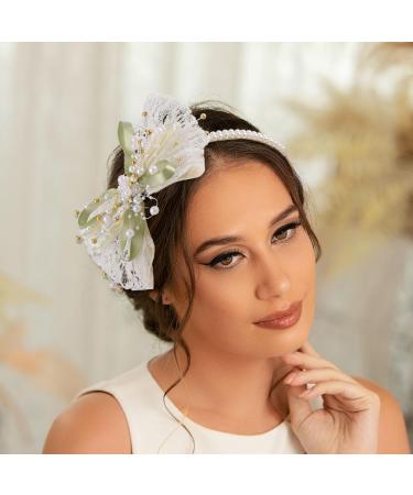 IYOU Bow Wedding Headbands Ivory Pearl Bridal Hair Bands Elegant Bridesmaid Bride Hair Accessories for Women and Girls - Buy Online on GoSupps.com