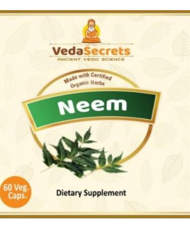 VedaSecrets Neem Capsules 60 Count | Azadirachta Indica | Made with Organic Neem Powder | Herbal Supplement | Ayurvedic Nutrition | Natural Wellness | Detox & Immune Support | Skin & Hair Health - Buy Online on GoSupps.com