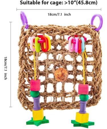 POPETPOP Bird Hammock-Bird Foraging Toy Perch Net Seagrass Mat Parakeet Swing Bird Toys for Cockatoo Cockatiels-Conure-Budgie-Parakeet-Lovebird-Parrots - Buy Online on GoSupps.com