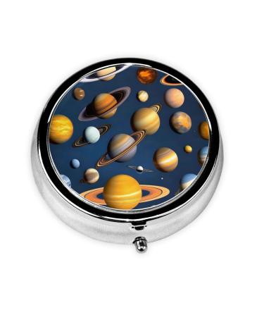 Solar System Planetsround Pill Box 3 Compartment Round Pill Box Organizer #Portable Travel Pill Box for Traveling.