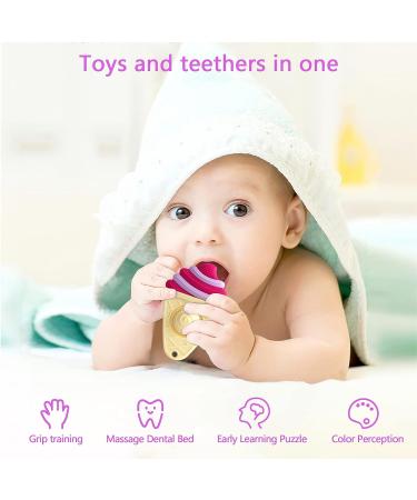 FATEORT Ice Cream Teething Toy - BPA Free Silicone Chew Toy for Babies 6-12 Months | Christmas Gift for Baby Relief | 6+Months Baby Gum Discomfort | Rose - Buy Online on GoSupps.com